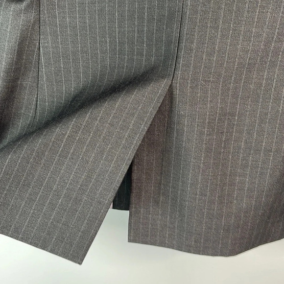 CALVIN KLEIN Pinstripe Structured Blazer Single Breasted Dark Grey Preppy Size 8 - Picture 6 of 12